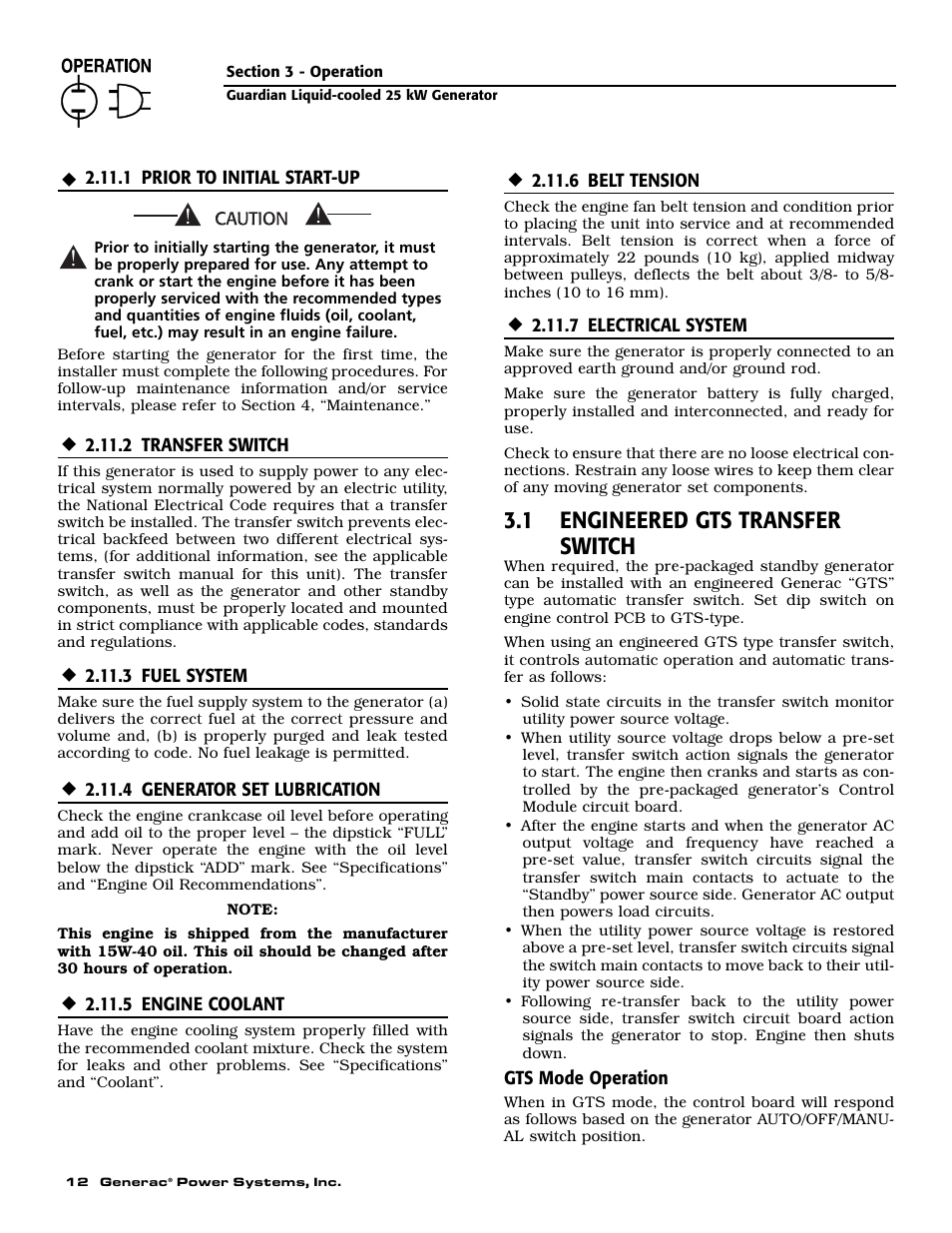 1 engineered gts transfer switch | Generac Power Systems 005040-2 User Manual | Page 14 / 56