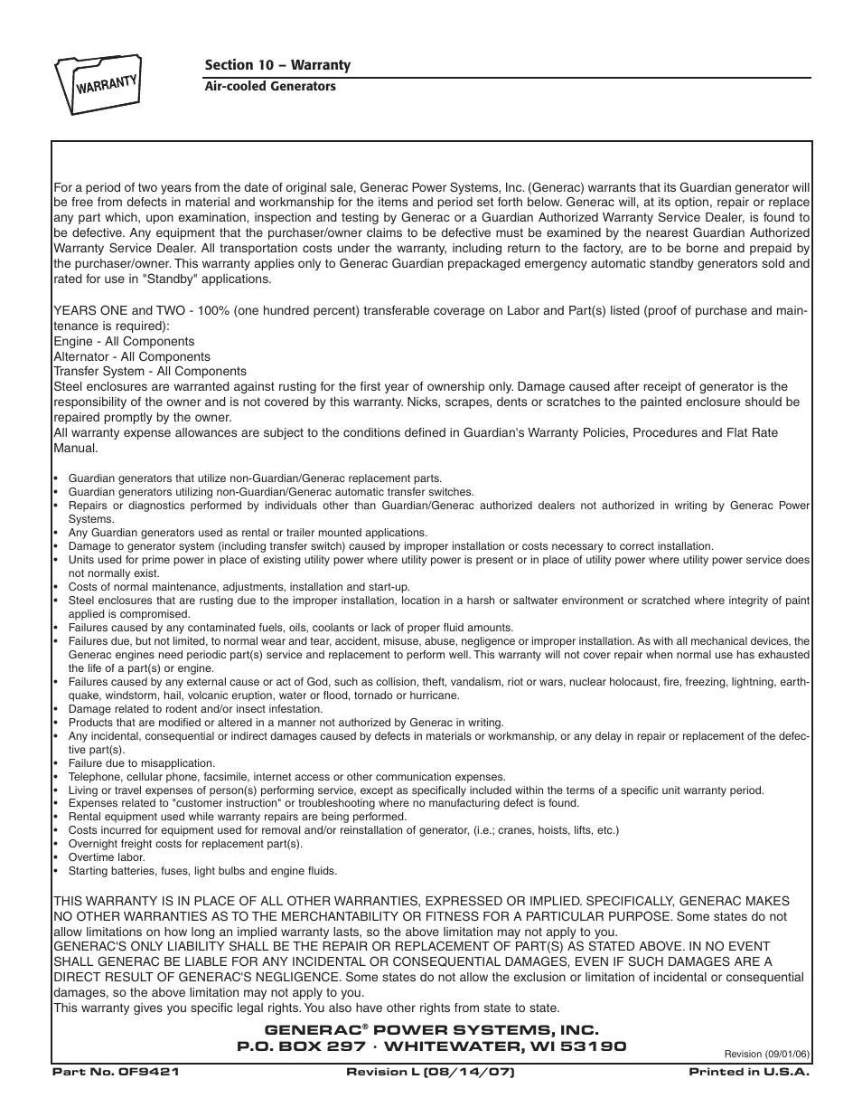 Prepackaged emergency automatic standby generators | Generac Power Systems 005240 User Manual | Page 72 / 72