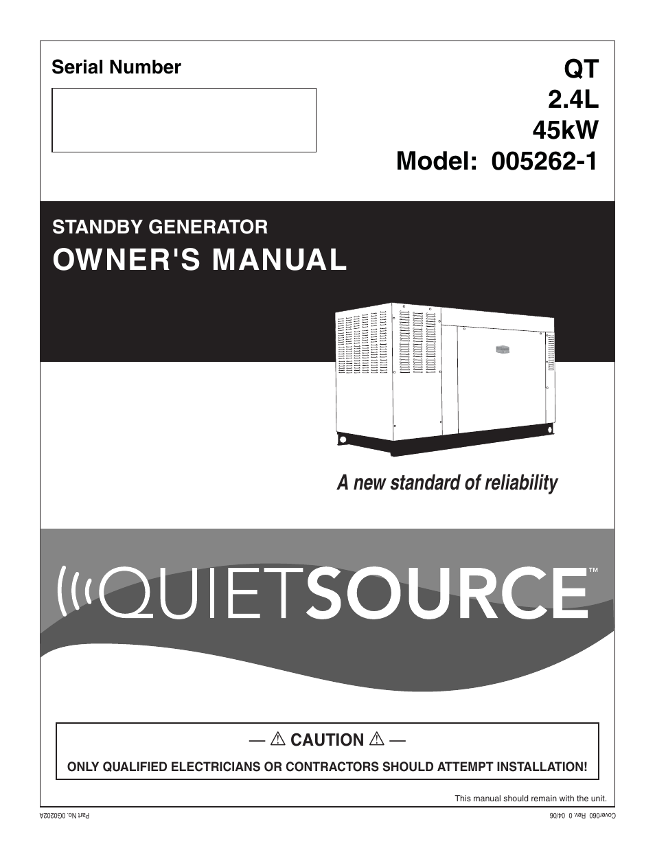 Generac Power Systems 005262-1 User Manual | 64 pages