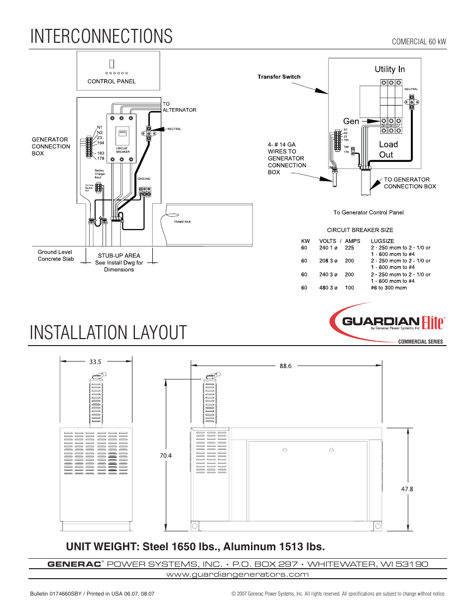 Interconnections installation layout | Generac Power Systems Whisper-Test COMMERCIAL SERIES User Manual | Page 4 / 4