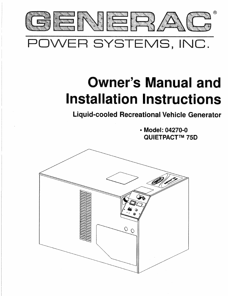 Generac Power Systems 4270-0 User Manual | 68 pages