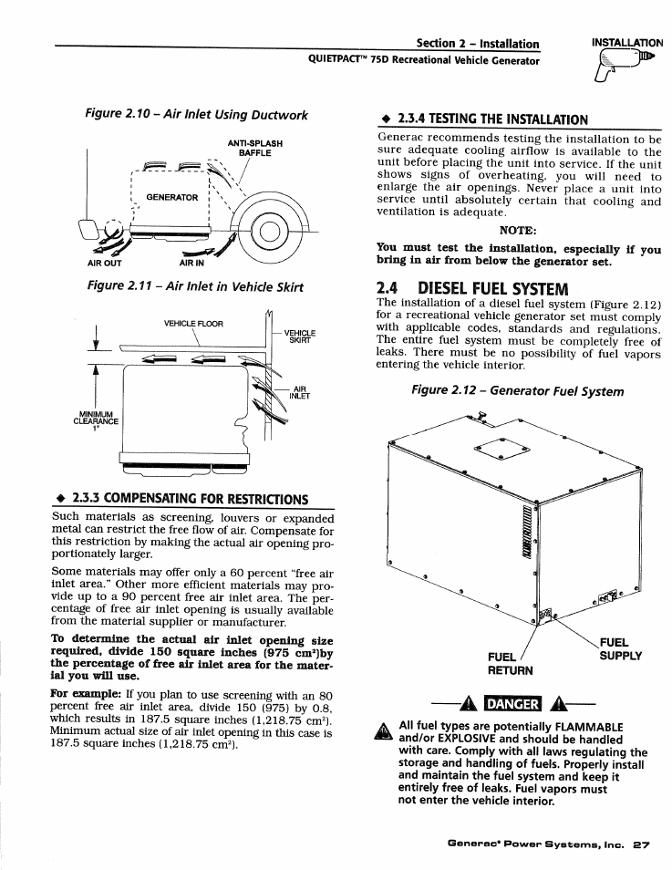 4 diesel fuel system | Generac Power Systems 4270-0 User Manual | Page 29 / 68