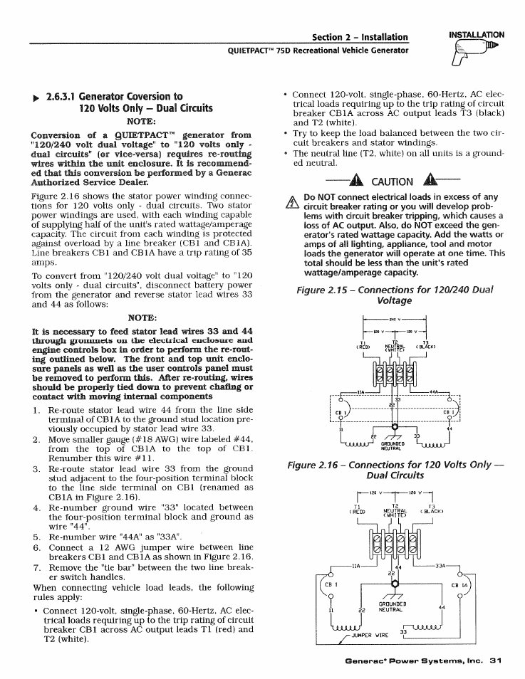 Note | Generac Power Systems 4270-0 User Manual | Page 33 / 68