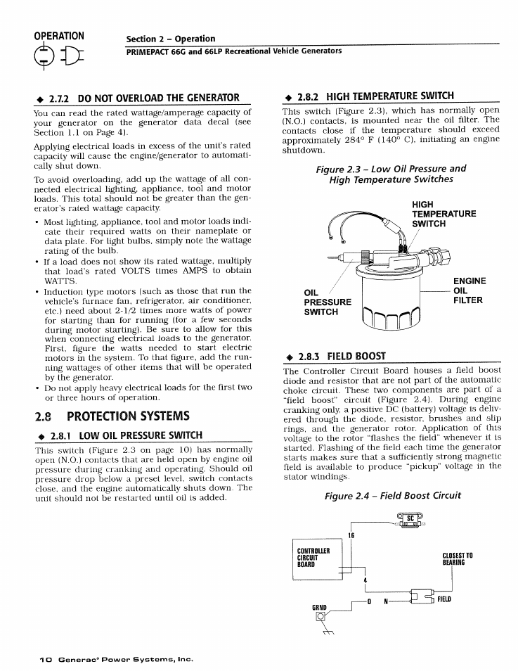 8 protection systems, Protection systems | Generac Power Systems 009600-4 User Manual | Page 12 / 56