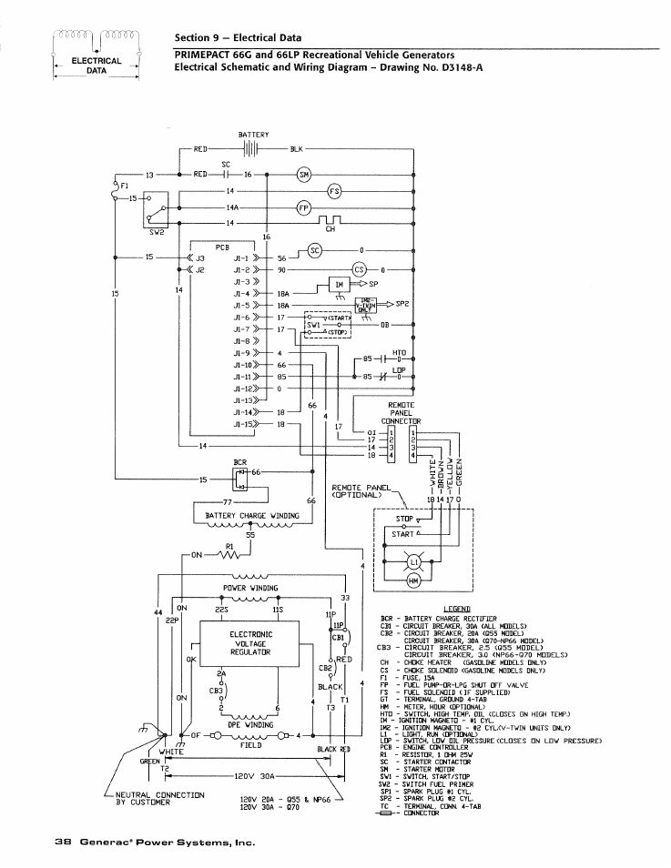 Section 9 - electrical data, Ü'mн нн''| j’'(í’0 um” ü | Generac Power Systems 009600-4 User Manual | Page 40 / 56