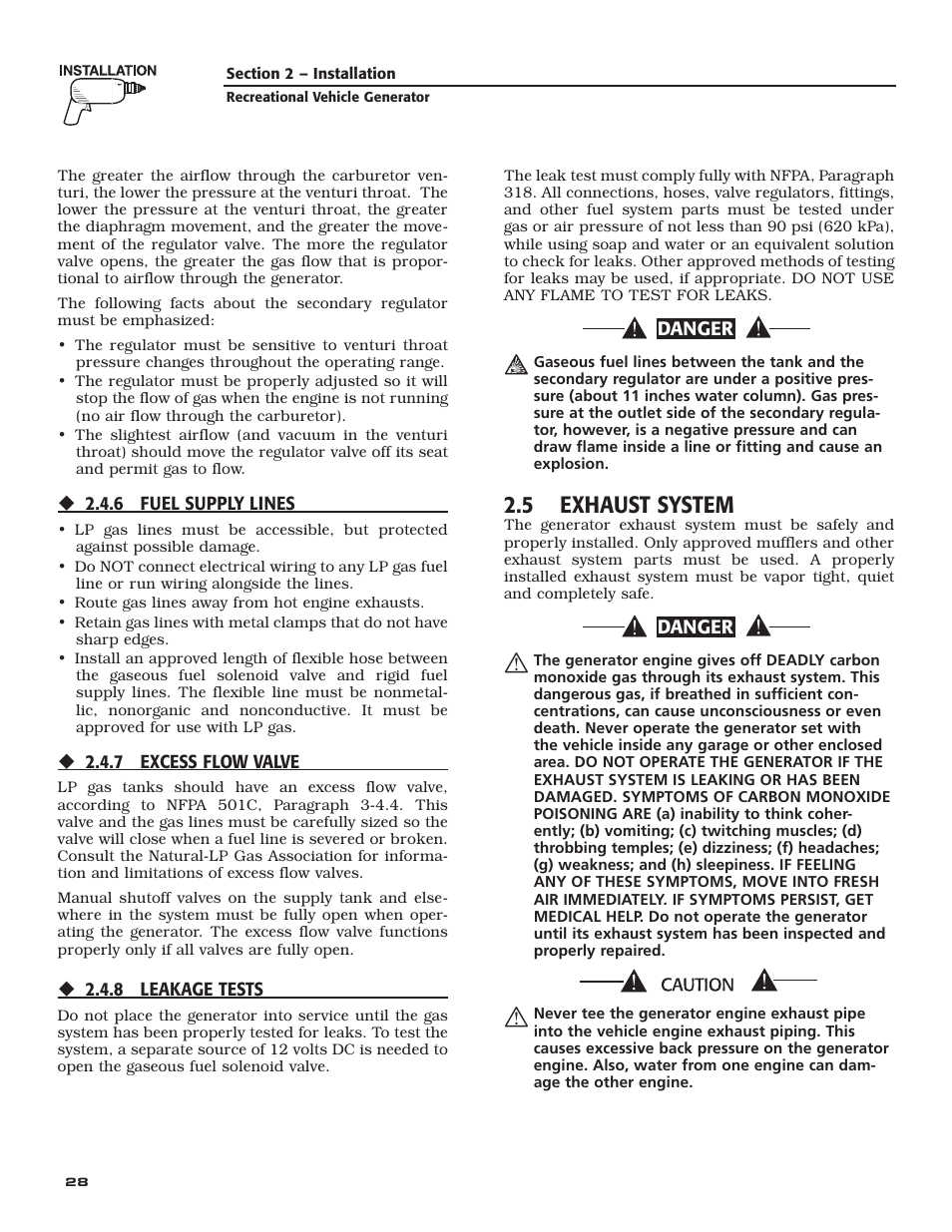 5 exhaust system | Generac Power Systems 004701-0 User Manual | Page 30 / 56