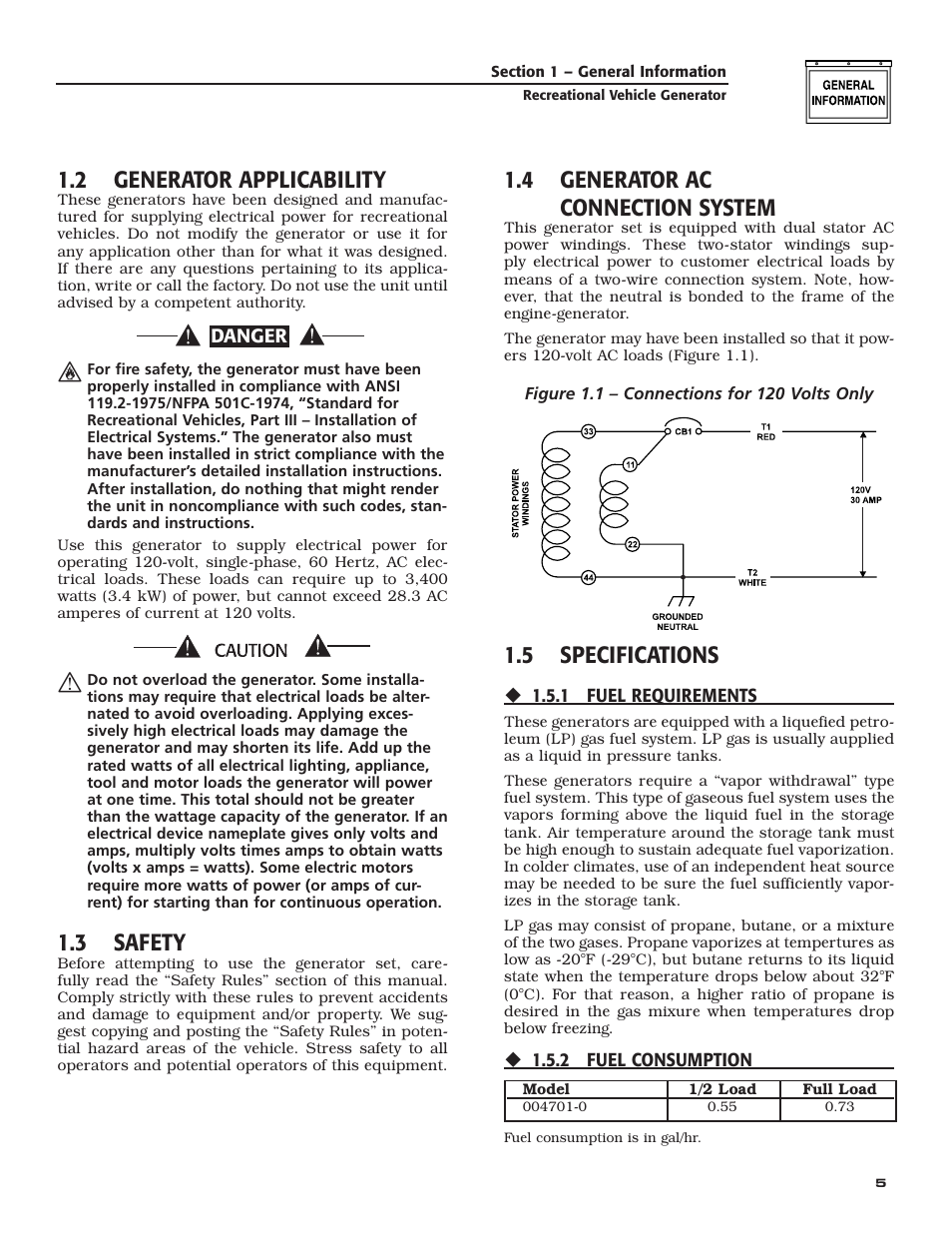 2 generator applicability, 3 safety, 4 generator ac connection system | 5 specifications | Generac Power Systems 004701-0 User Manual | Page 7 / 56