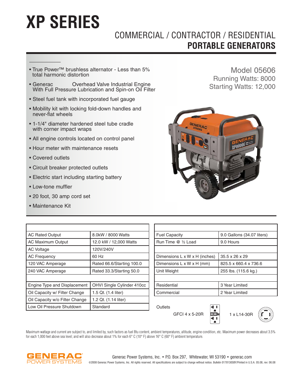 Generac Power Systems 05606 User Manual | 1 page