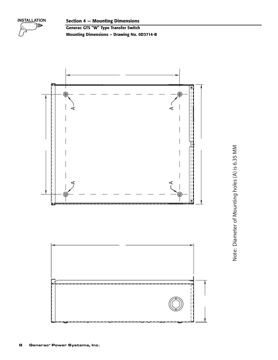 Values are in millimeter s | Generac Power Systems 04635-0 User Manual | Page 10 / 16