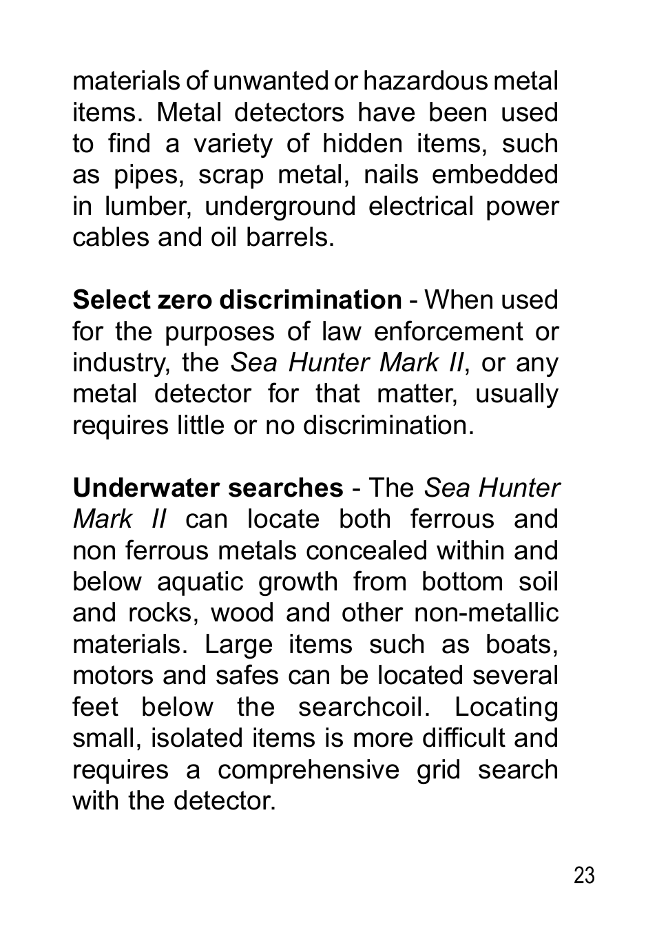 Garrett Metal Detectors Sea Hunter Mark II None User Manual | Page 23 / 44