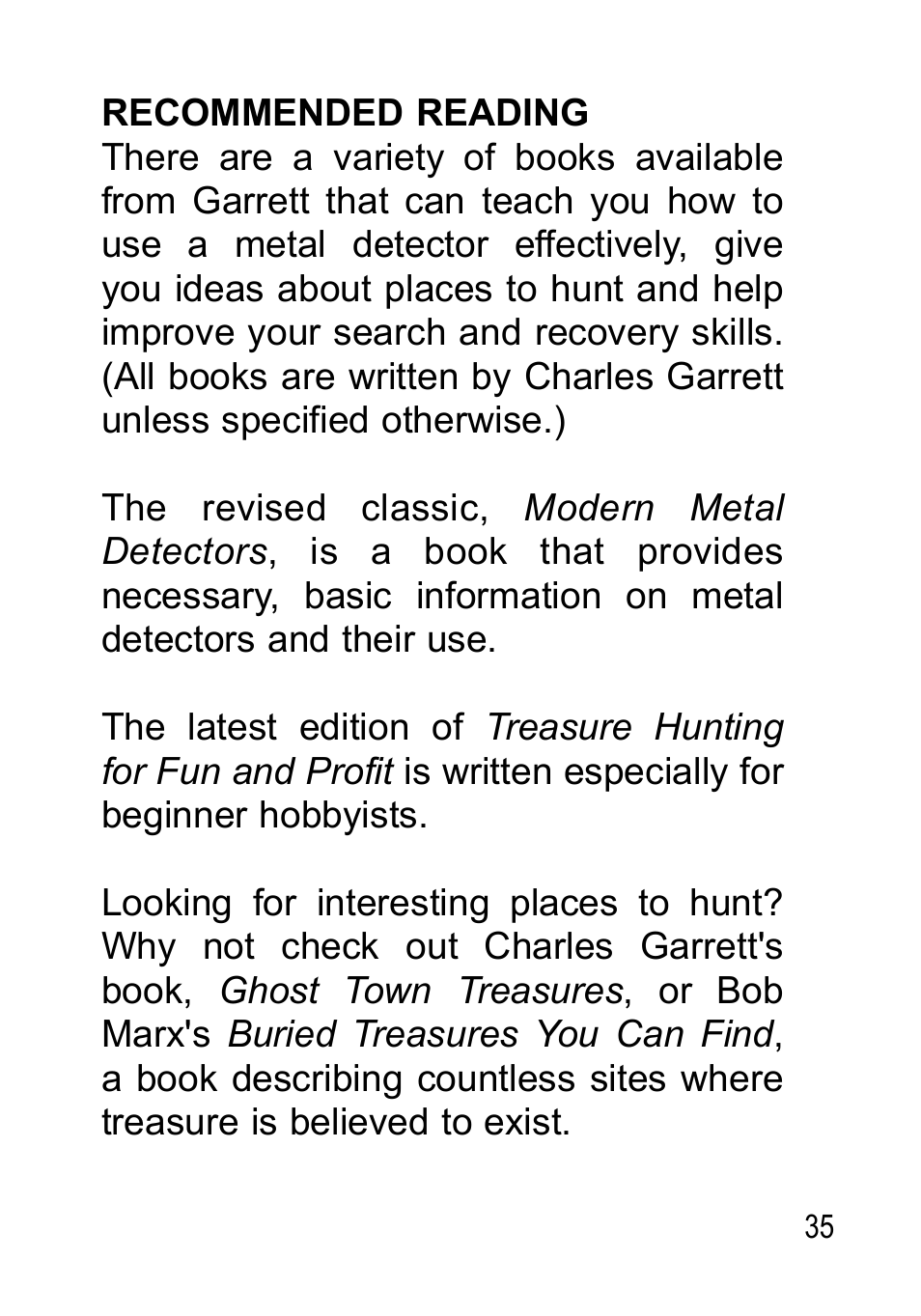 Garrett Metal Detectors Sea Hunter Mark II None User Manual | Page 35 / 44