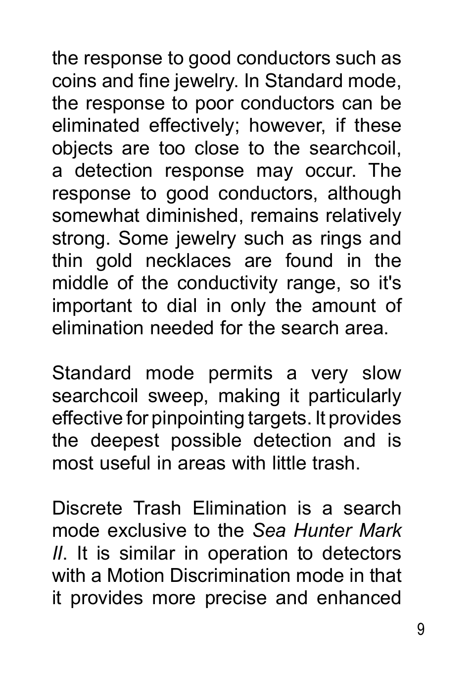 Garrett Metal Detectors Sea Hunter Mark II None User Manual | Page 9 / 44