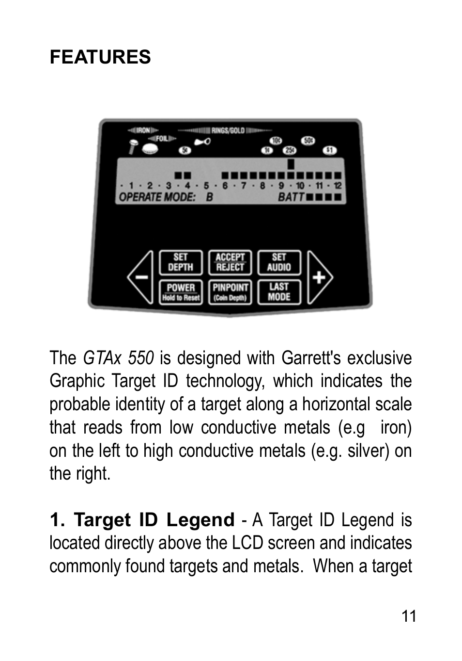 Garrett Metal Detectors Metal Detectors GTAx 550 User Manual | Page 11 / 60