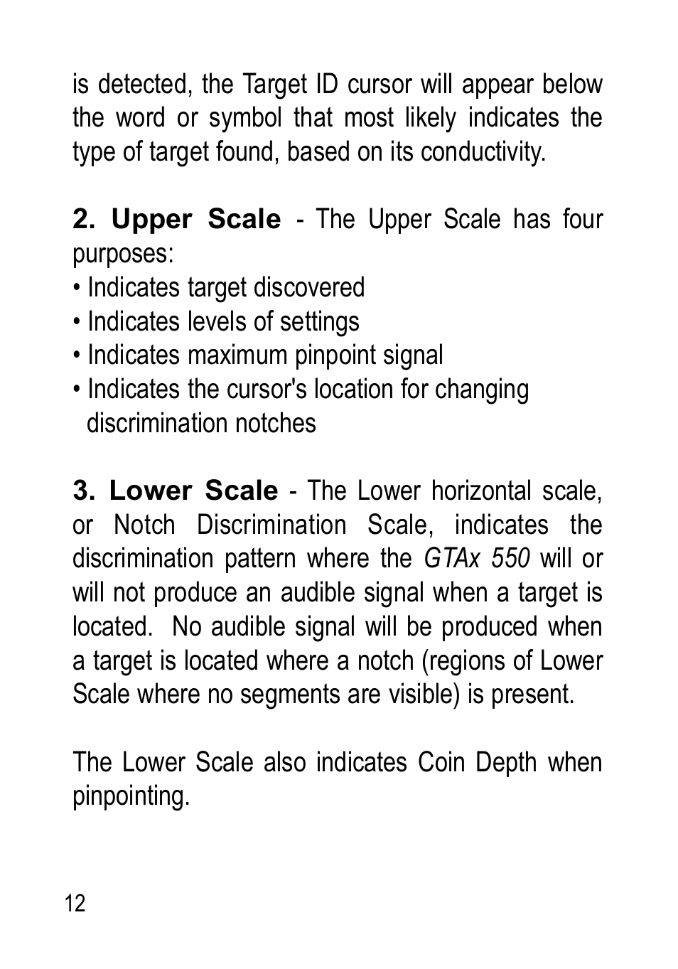 Garrett Metal Detectors Metal Detectors GTAx 550 User Manual | Page 12 / 60
