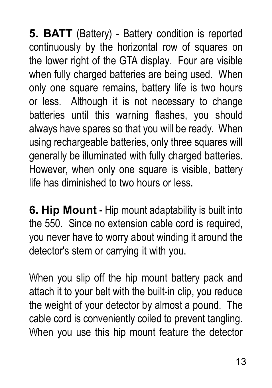 Garrett Metal Detectors Metal Detectors GTAx 550 User Manual | Page 13 / 60
