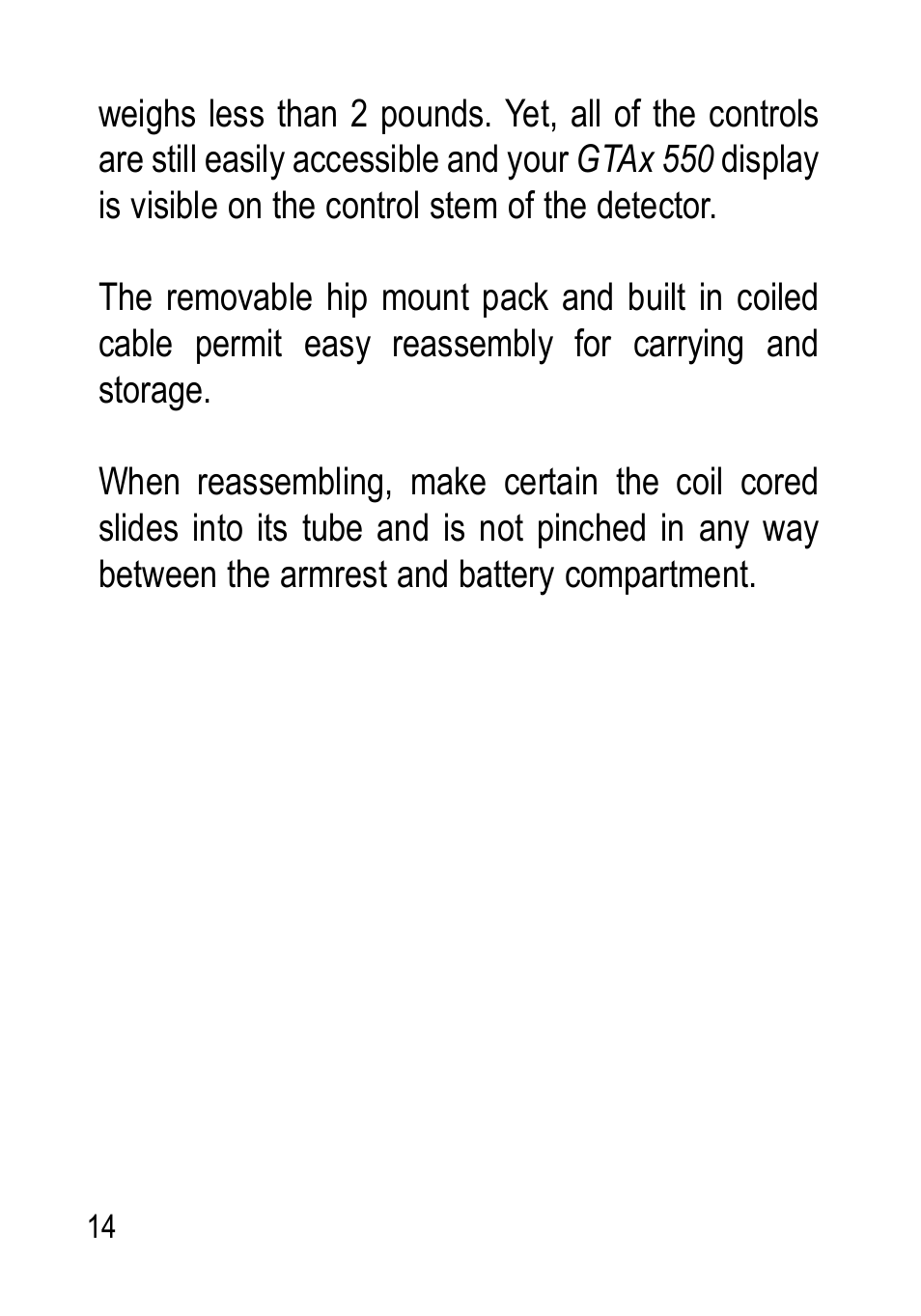 Garrett Metal Detectors Metal Detectors GTAx 550 User Manual | Page 14 / 60
