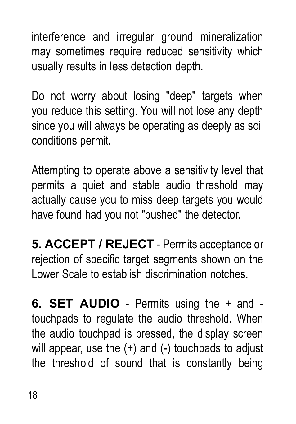 Garrett Metal Detectors Metal Detectors GTAx 550 User Manual | Page 18 / 60