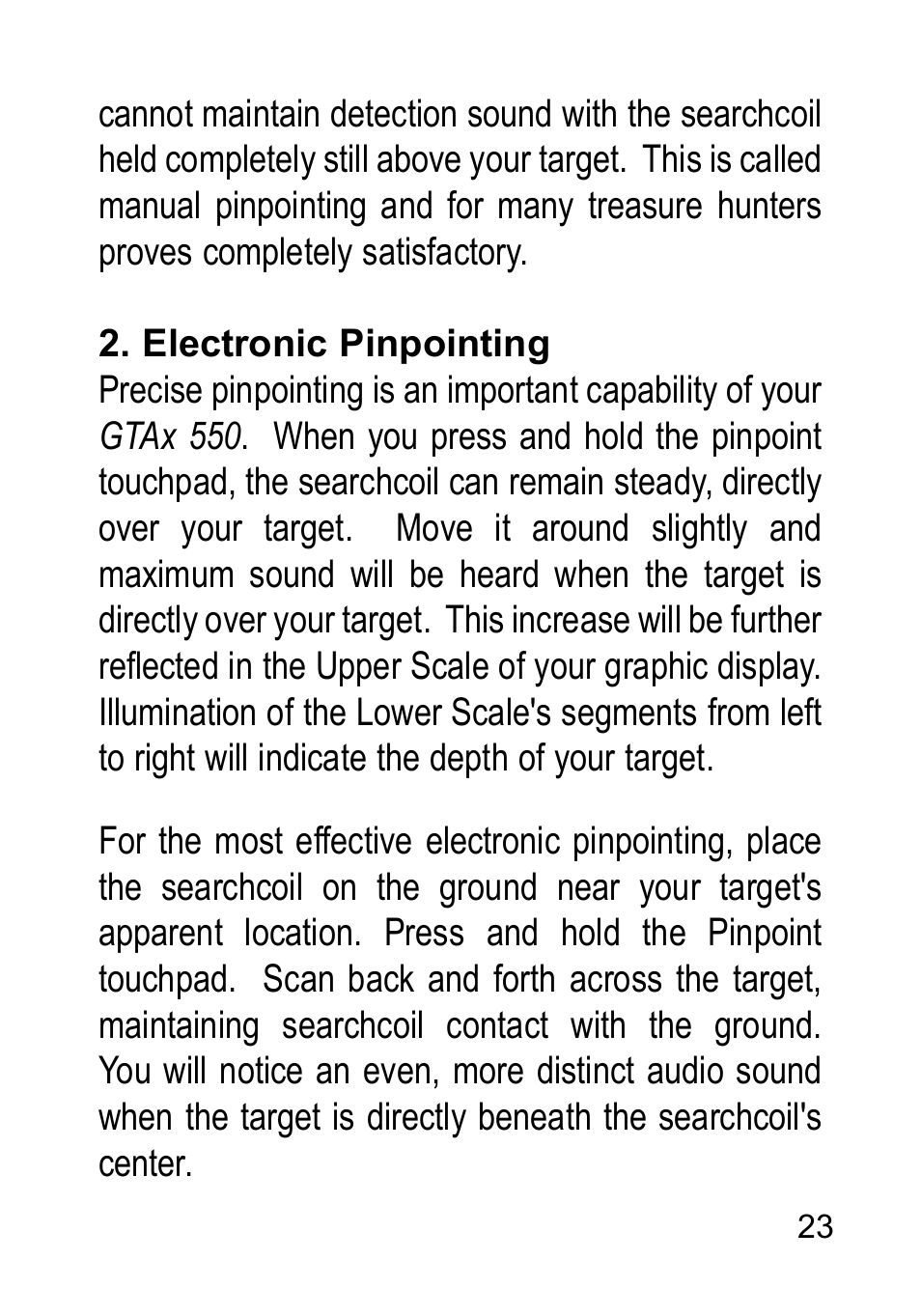 Garrett Metal Detectors Metal Detectors GTAx 550 User Manual | Page 23 / 60