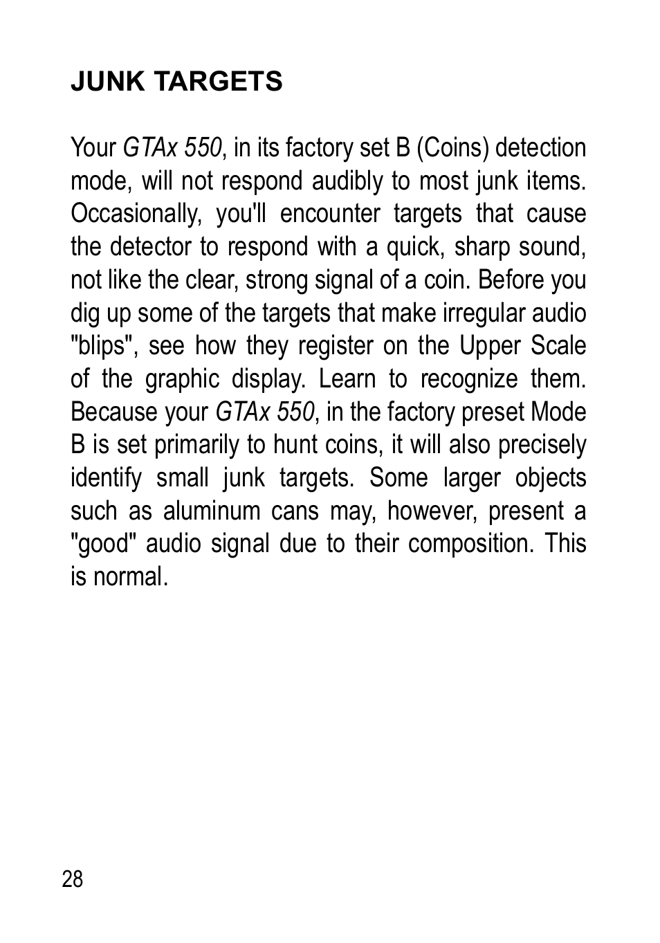 Garrett Metal Detectors Metal Detectors GTAx 550 User Manual | Page 28 / 60