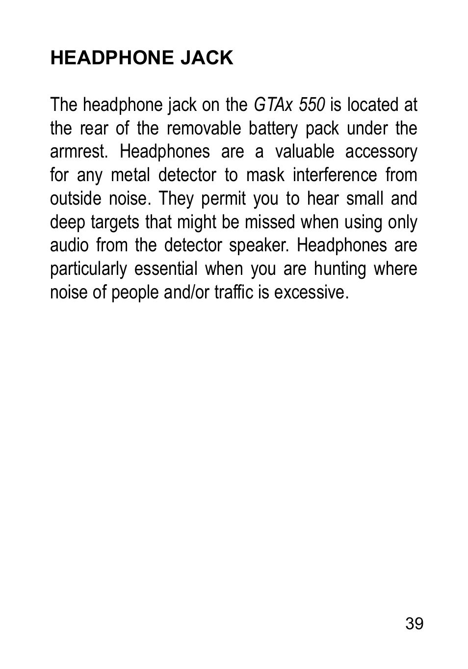Garrett Metal Detectors Metal Detectors GTAx 550 User Manual | Page 39 / 60