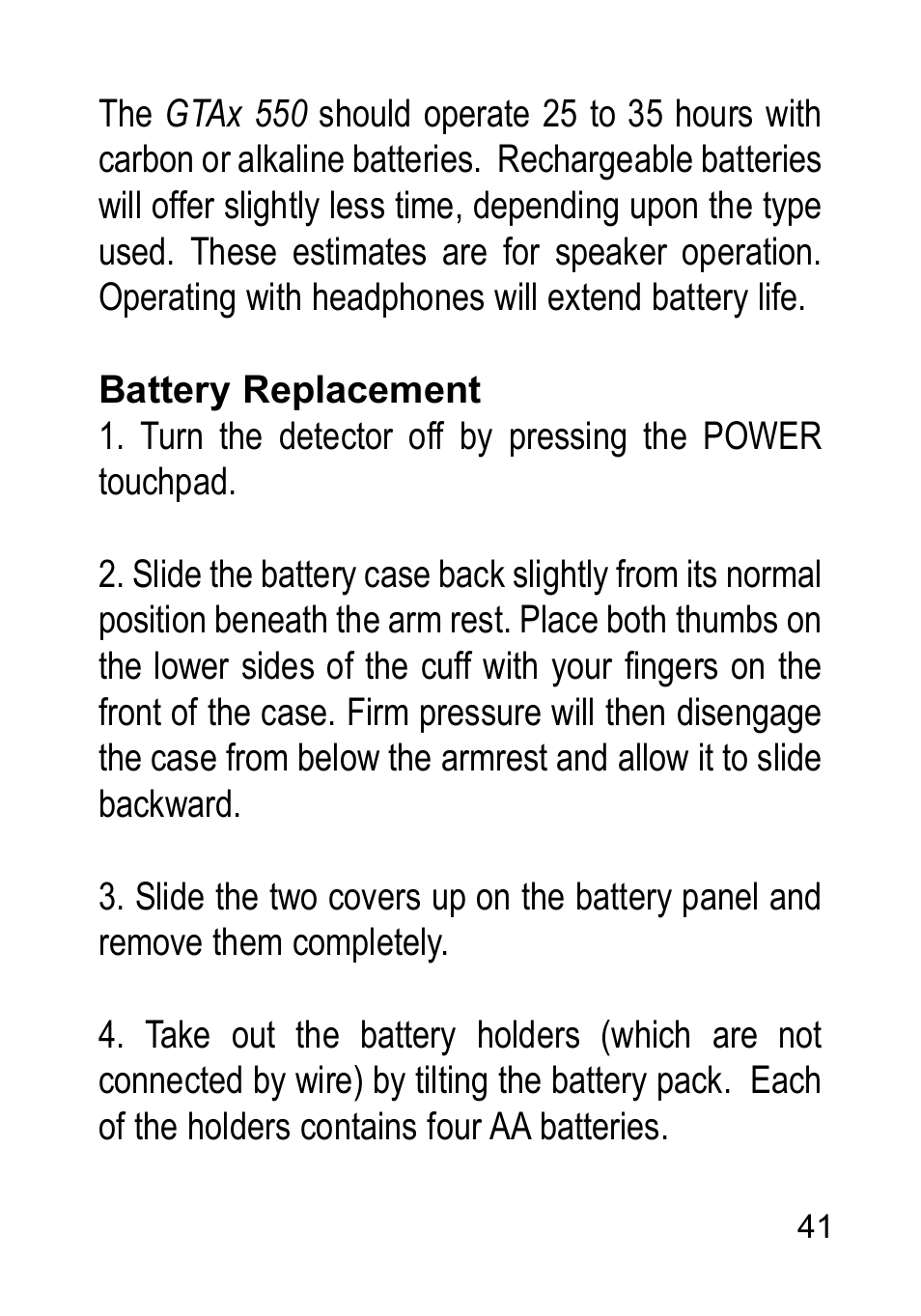 Garrett Metal Detectors Metal Detectors GTAx 550 User Manual | Page 41 / 60