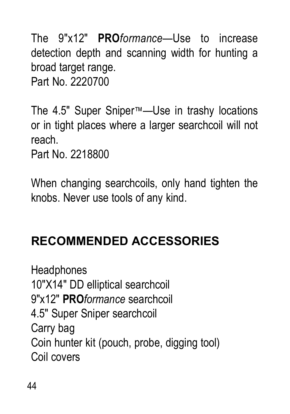 Garrett Metal Detectors Metal Detectors GTAx 550 User Manual | Page 44 / 60