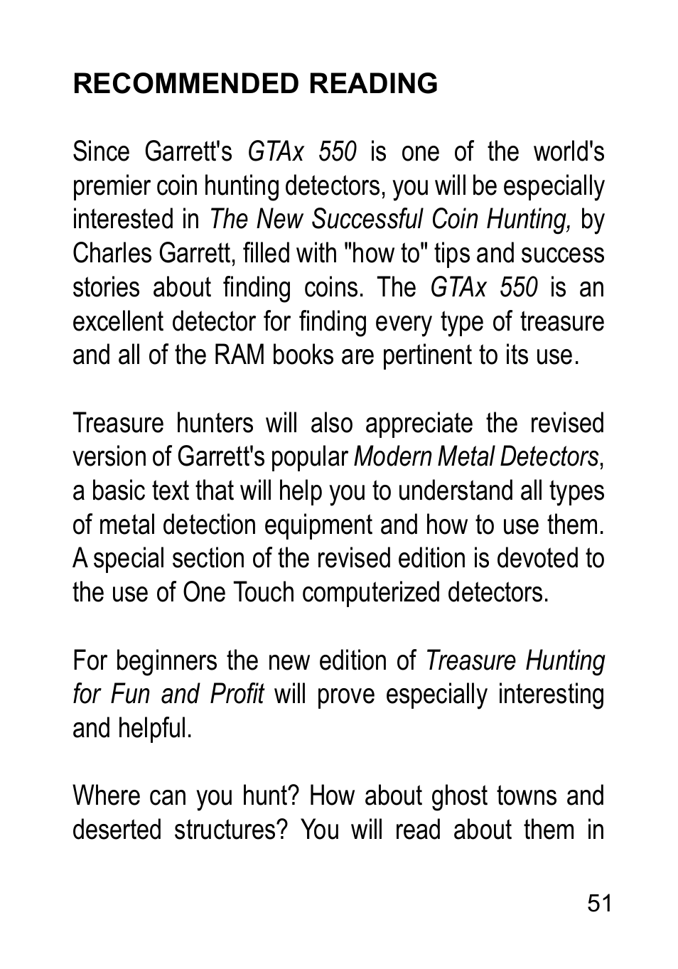 Garrett Metal Detectors Metal Detectors GTAx 550 User Manual | Page 51 / 60