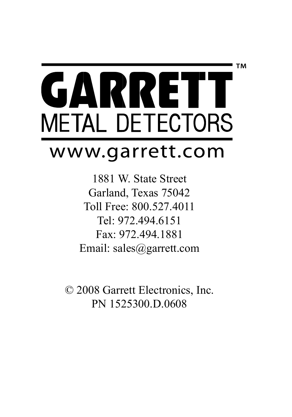 Garrett Metal Detectors Metal Detectors GTAx 550 User Manual | Page 60 / 60