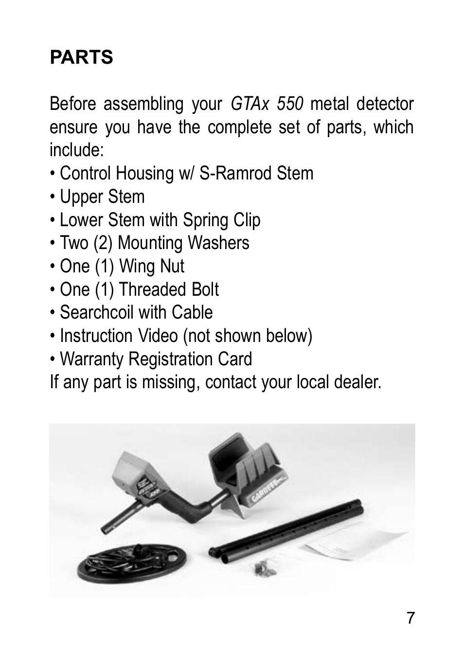 Garrett Metal Detectors Metal Detectors GTAx 550 User Manual | Page 7 / 60
