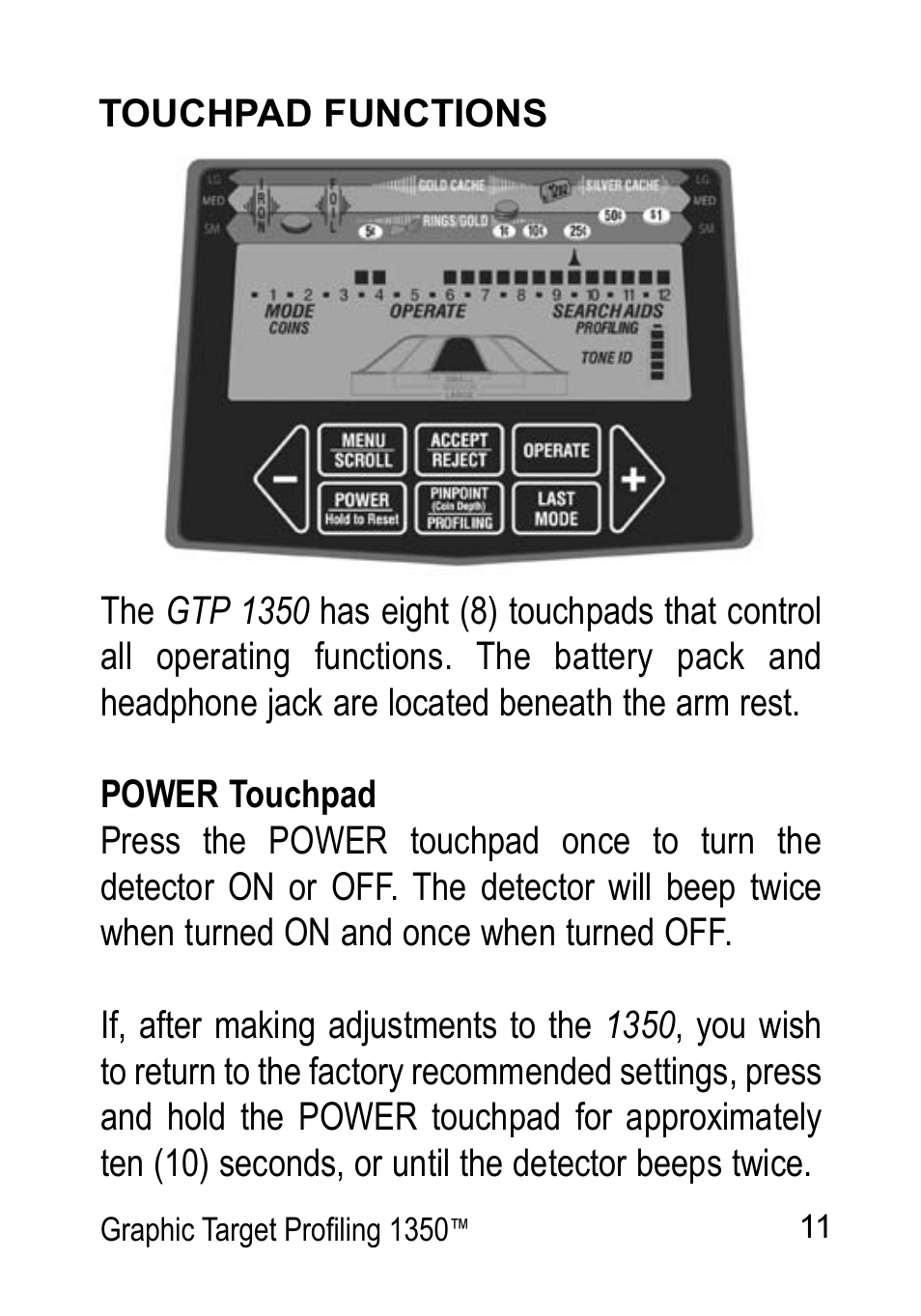 Garrett Metal Detectors Graphic Target Profiling 1350 User Manual | Page 11 / 56
