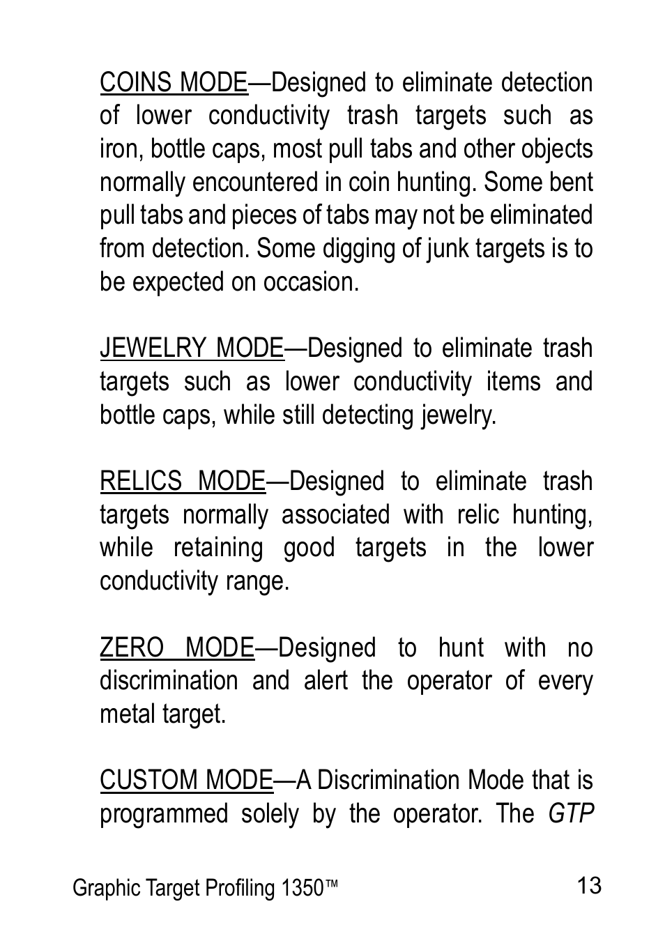 Garrett Metal Detectors Graphic Target Profiling 1350 User Manual | Page 13 / 56