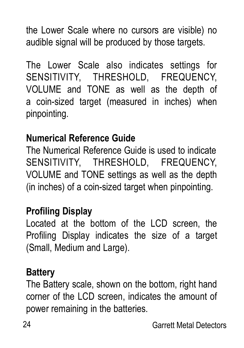 Garrett Metal Detectors Graphic Target Profiling 1350 User Manual | Page 24 / 56