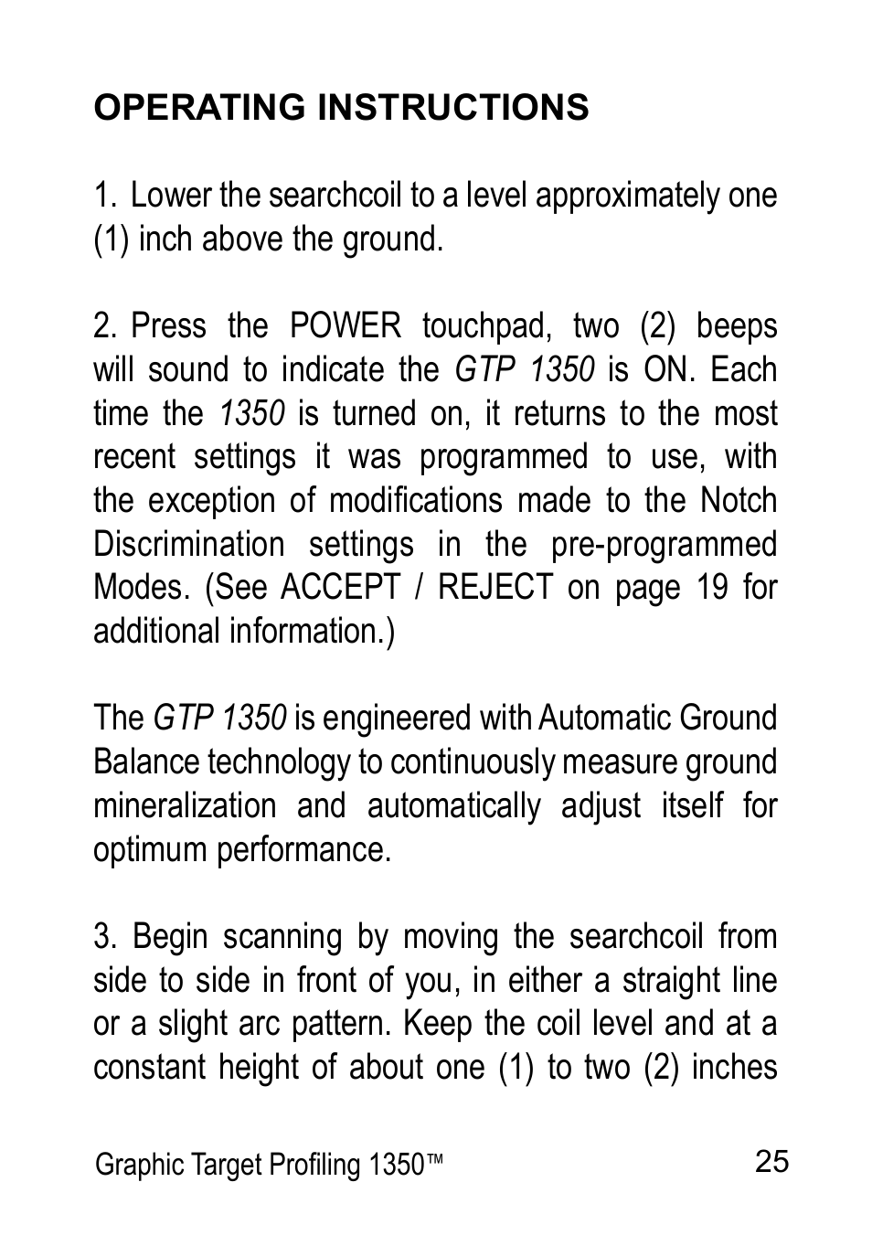 Garrett Metal Detectors Graphic Target Profiling 1350 User Manual | Page 25 / 56