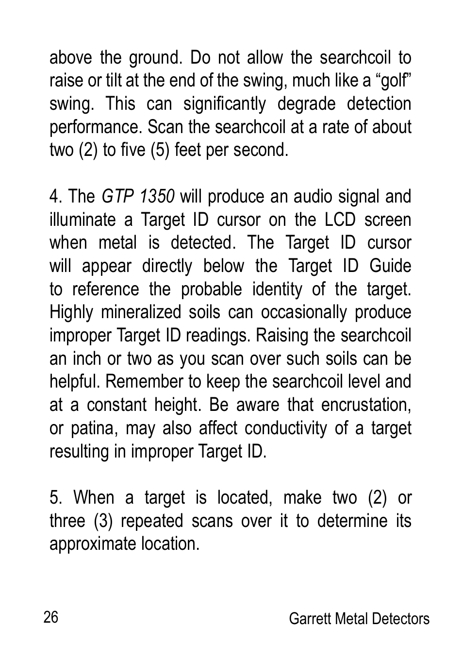 Garrett Metal Detectors Graphic Target Profiling 1350 User Manual | Page 26 / 56
