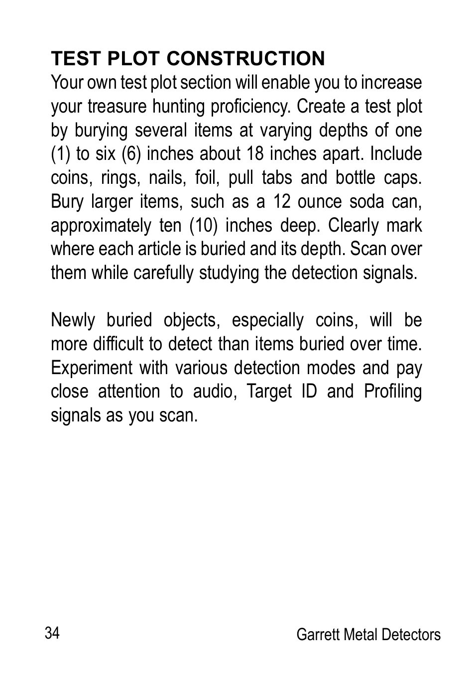 Garrett Metal Detectors Graphic Target Profiling 1350 User Manual | Page 34 / 56