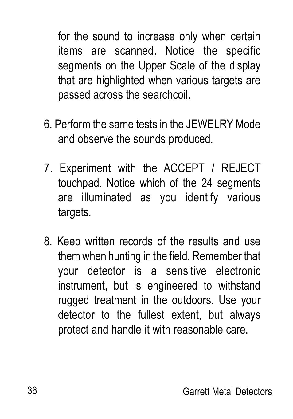 Garrett Metal Detectors Graphic Target Profiling 1350 User Manual | Page 36 / 56