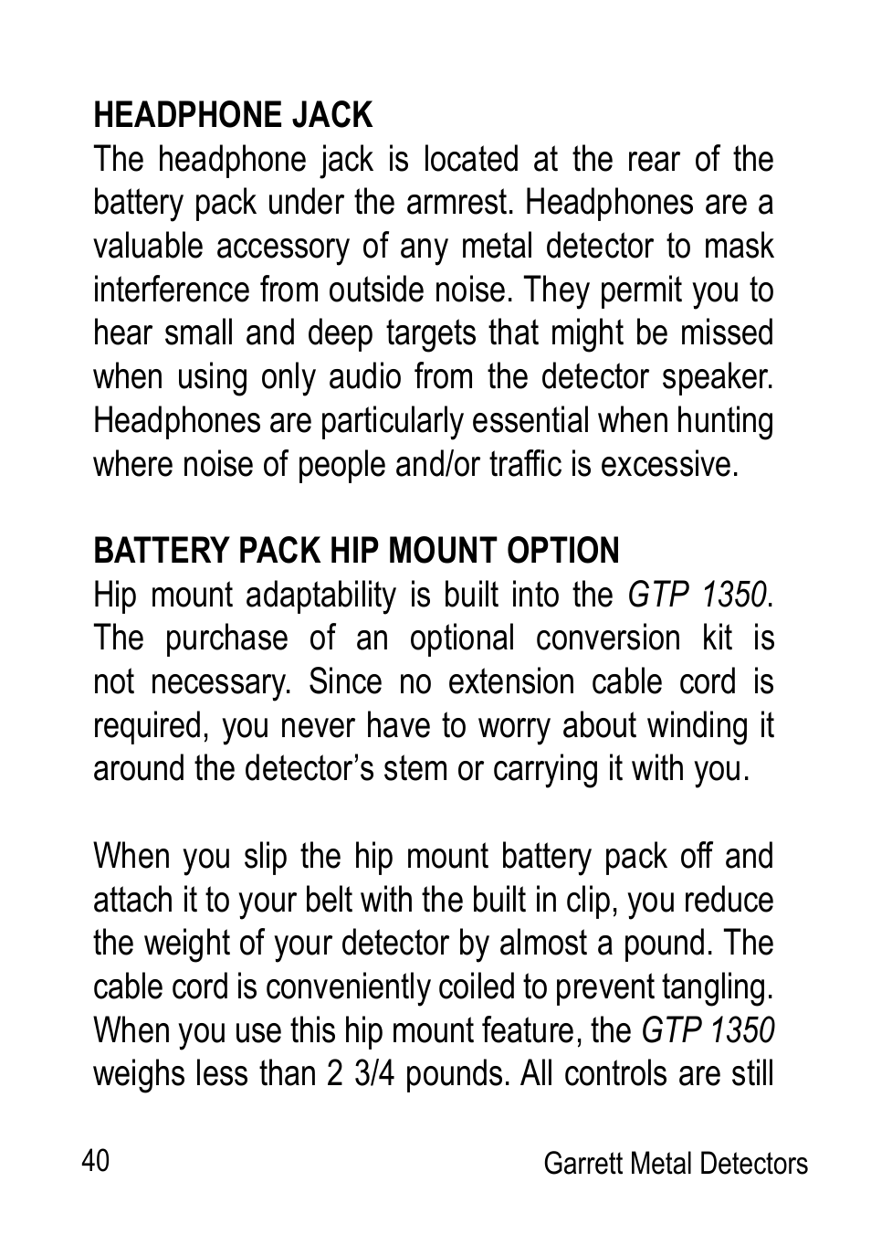 Garrett Metal Detectors Graphic Target Profiling 1350 User Manual | Page 40 / 56