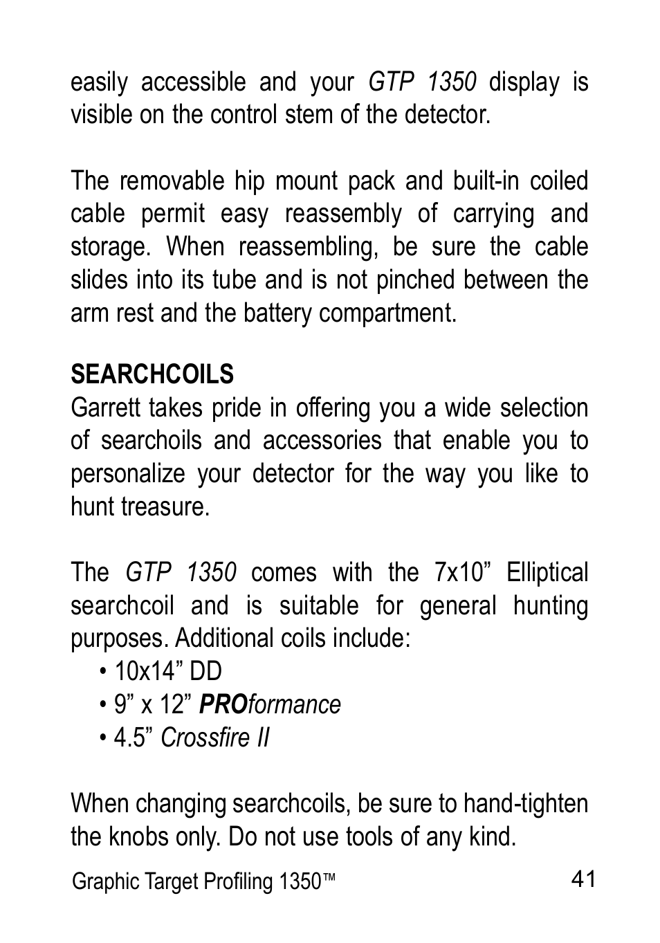 Garrett Metal Detectors Graphic Target Profiling 1350 User Manual | Page 41 / 56