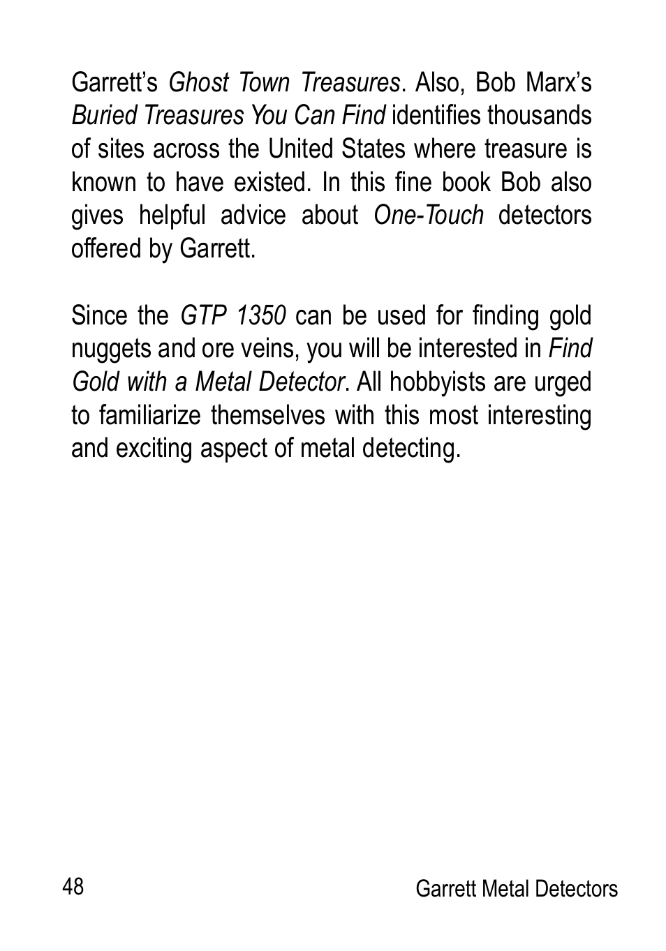 Garrett Metal Detectors Graphic Target Profiling 1350 User Manual | Page 48 / 56