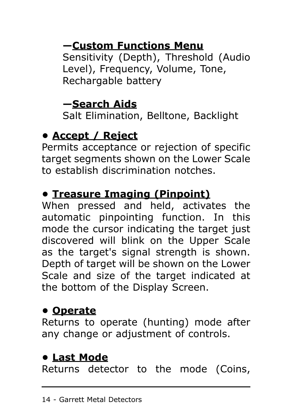 Garrett Metal Detectors Metal Detector GTI 1500 User Manual | Page 14 / 88