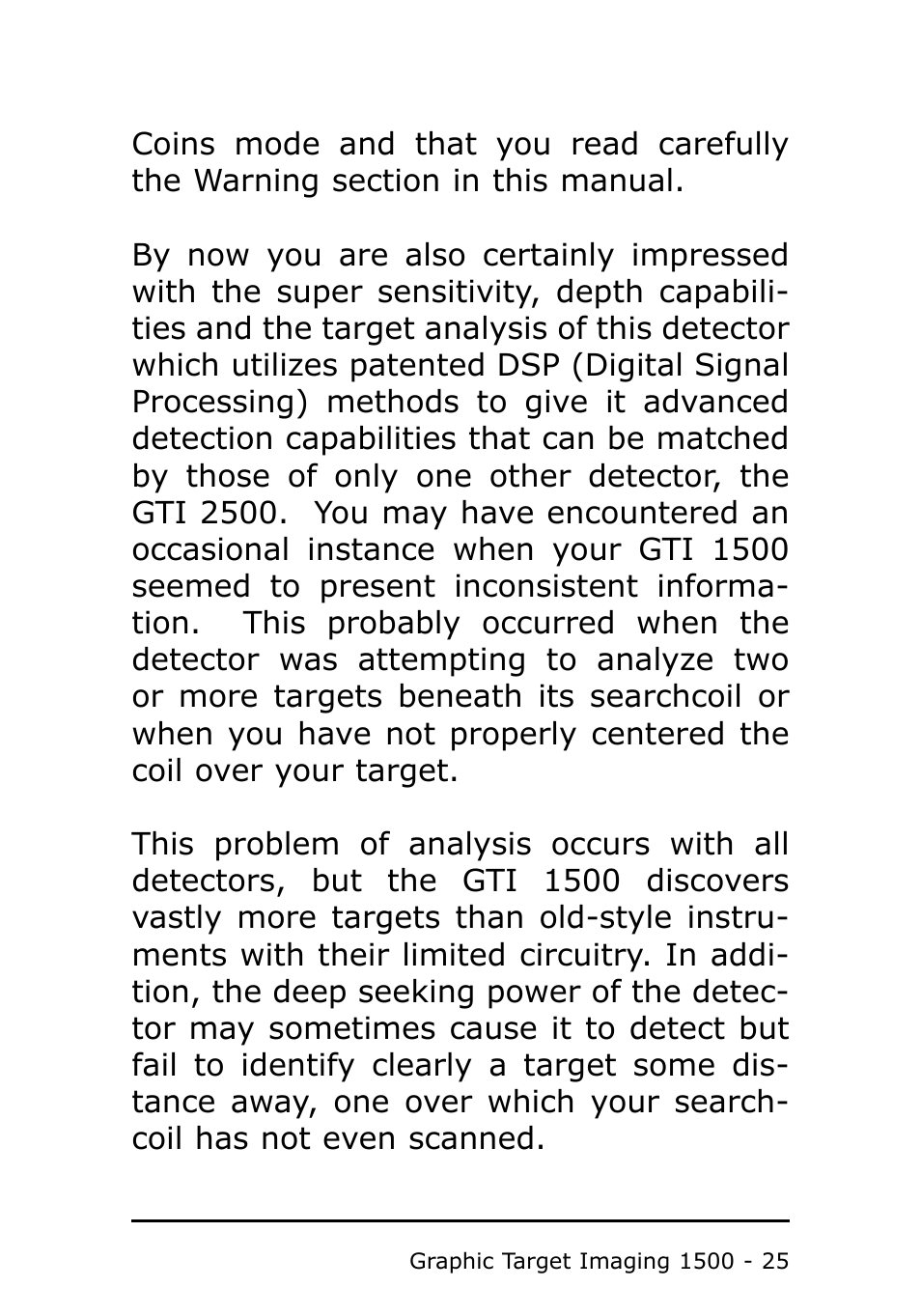 Garrett Metal Detectors Metal Detector GTI 1500 User Manual | Page 25 / 88