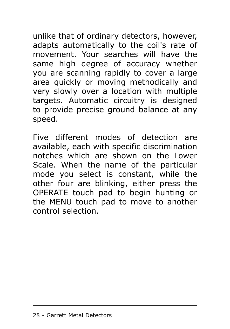 Garrett Metal Detectors Metal Detector GTI 1500 User Manual | Page 28 / 88