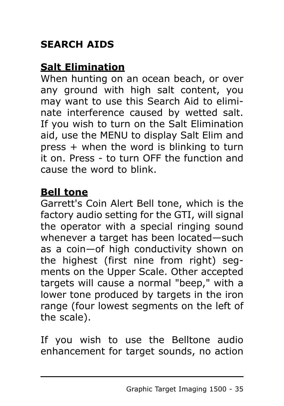 Garrett Metal Detectors Metal Detector GTI 1500 User Manual | Page 35 / 88