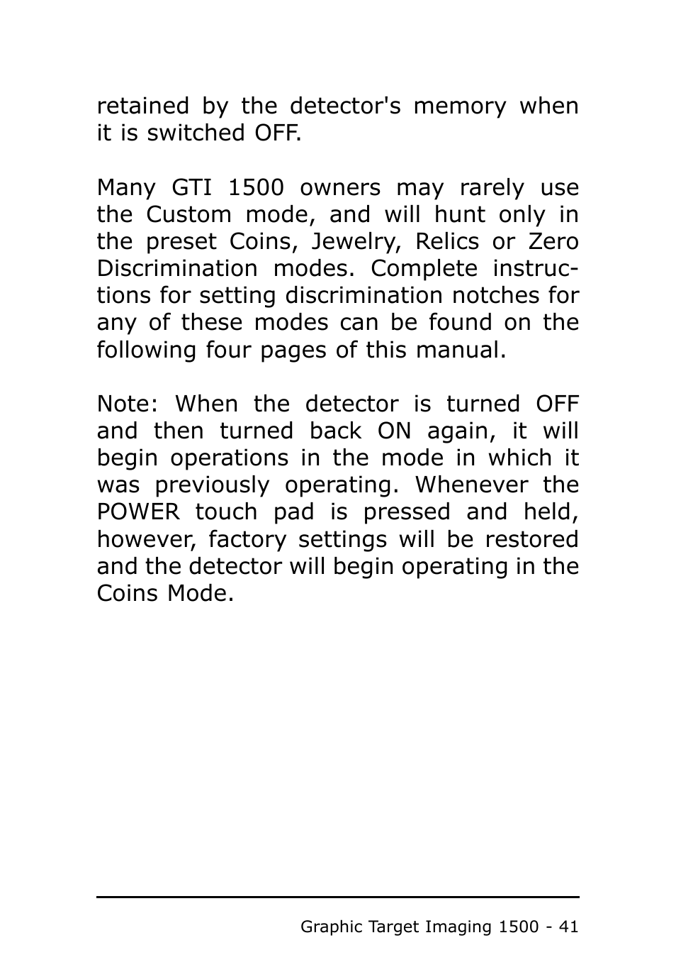 Garrett Metal Detectors Metal Detector GTI 1500 User Manual | Page 41 / 88