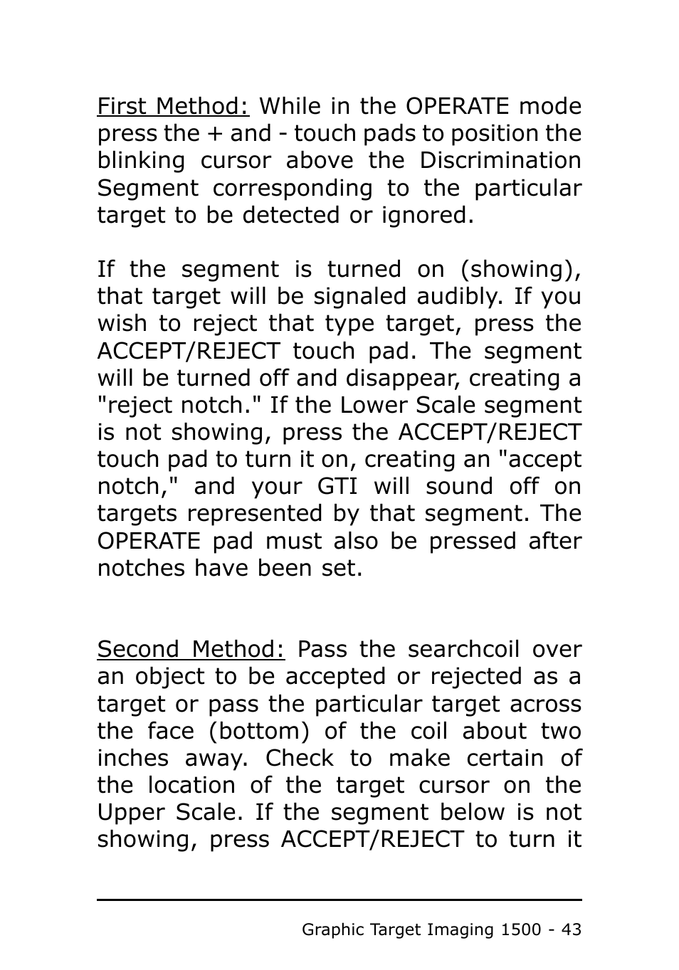Garrett Metal Detectors Metal Detector GTI 1500 User Manual | Page 43 / 88