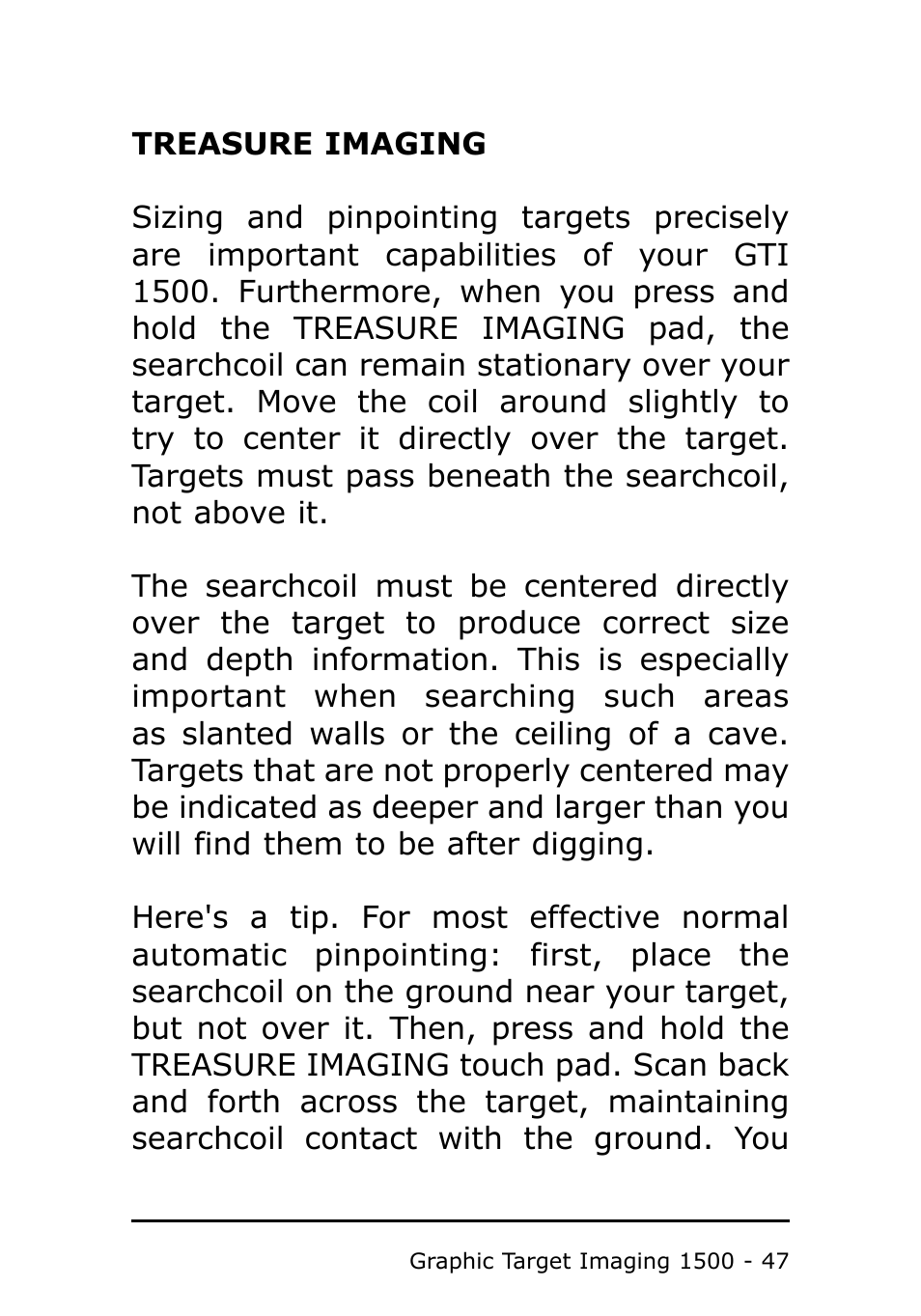 Garrett Metal Detectors Metal Detector GTI 1500 User Manual | Page 47 / 88