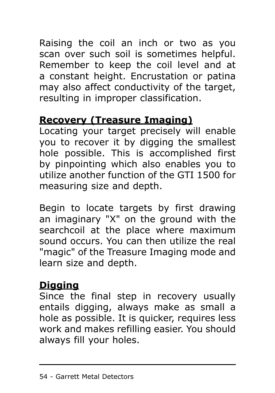 Garrett Metal Detectors Metal Detector GTI 1500 User Manual | Page 54 / 88