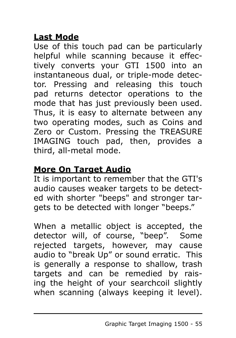 Garrett Metal Detectors Metal Detector GTI 1500 User Manual | Page 55 / 88