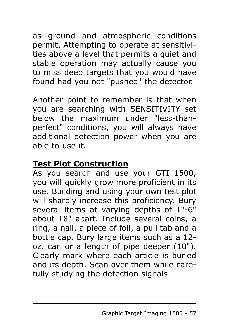 Garrett Metal Detectors Metal Detector GTI 1500 User Manual | Page 57 / 88