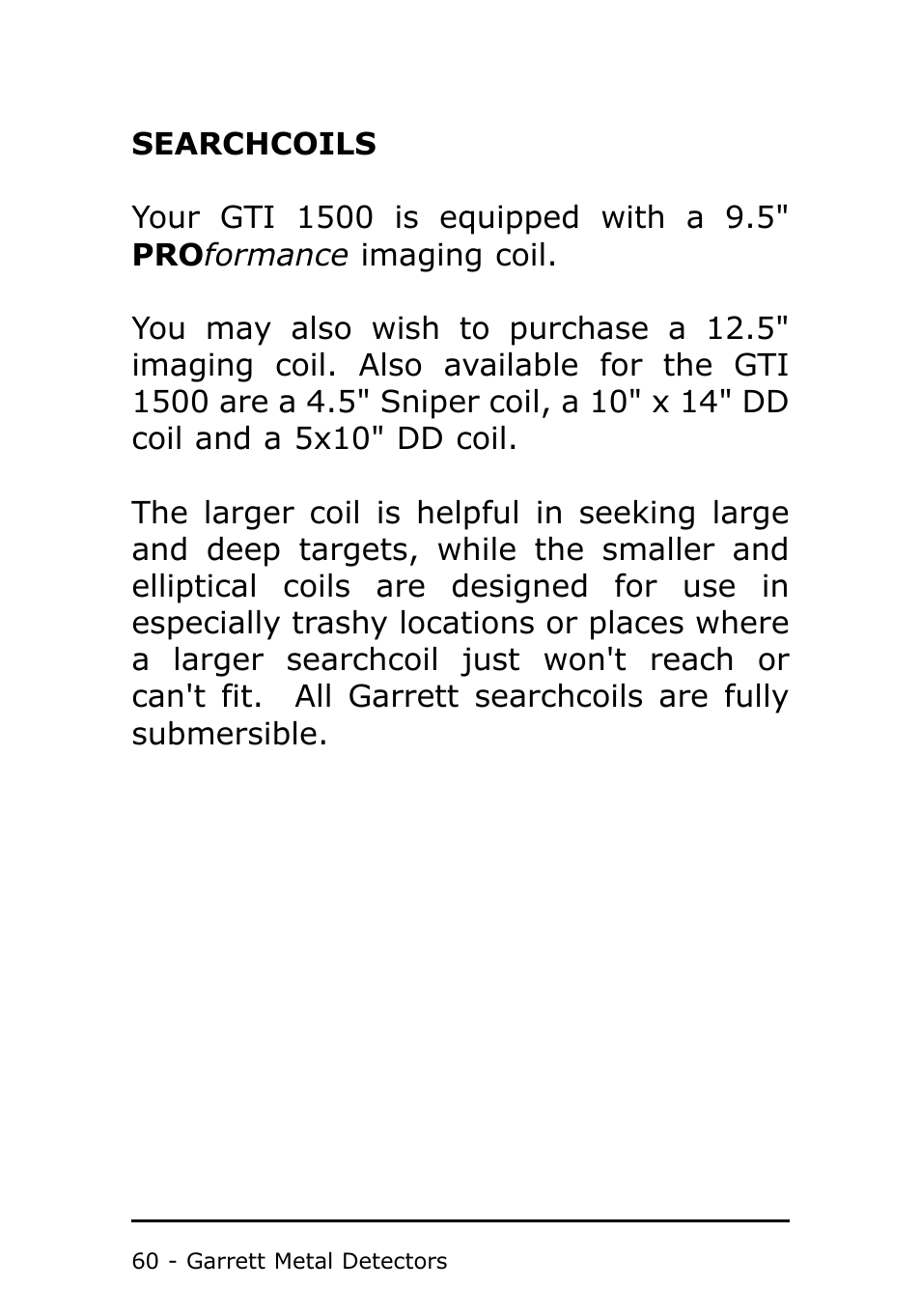 Garrett Metal Detectors Metal Detector GTI 1500 User Manual | Page 60 / 88